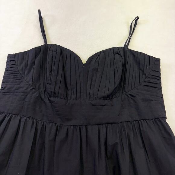 Express Brand Size XL Embroidered Ruched Black Poplin Midi Dress Black NWT - Picture 9 of 11